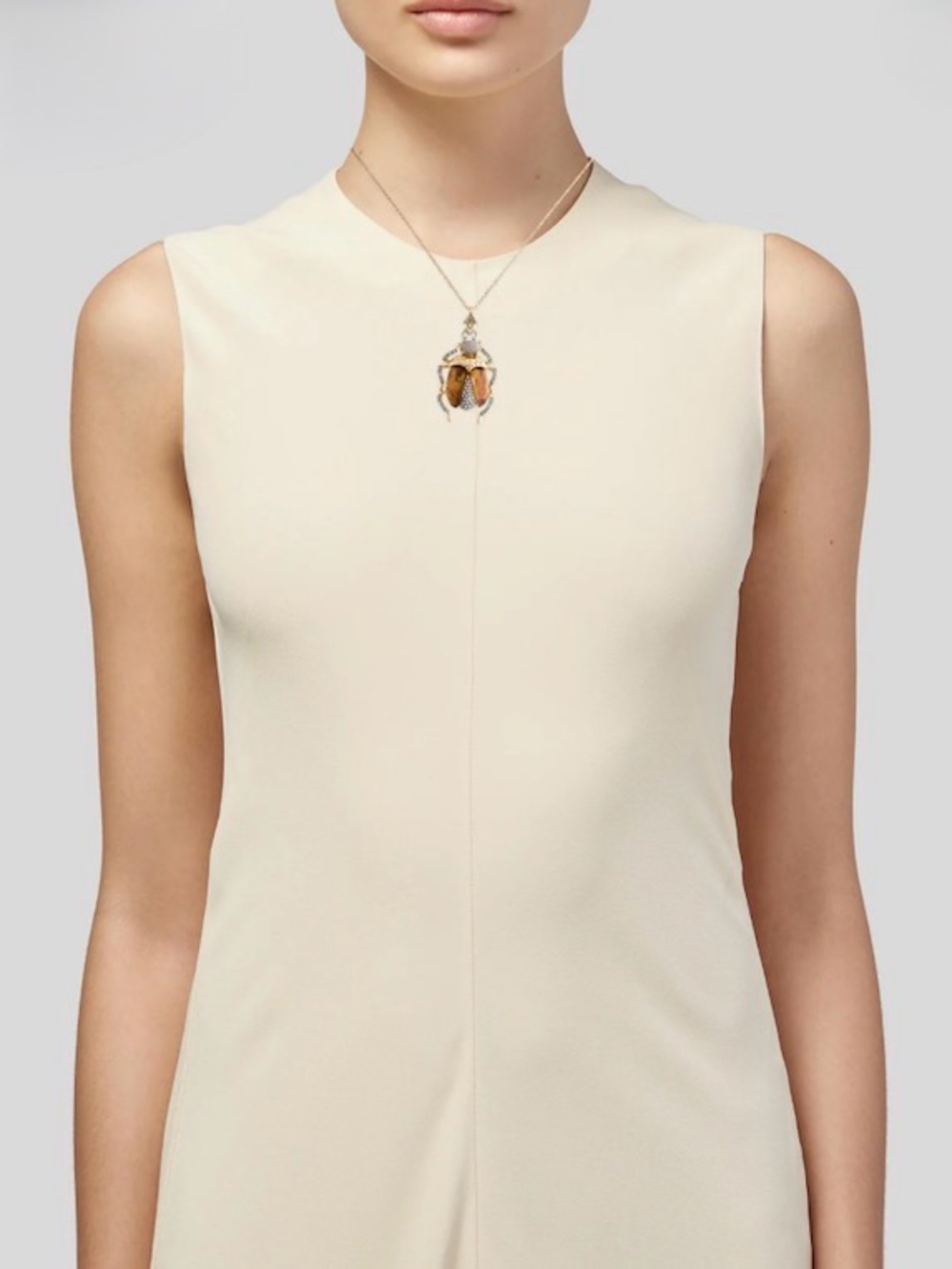 Alexis Bittar Pave Crystal Encrusted Scarab Beetle Bug Necklace AU04